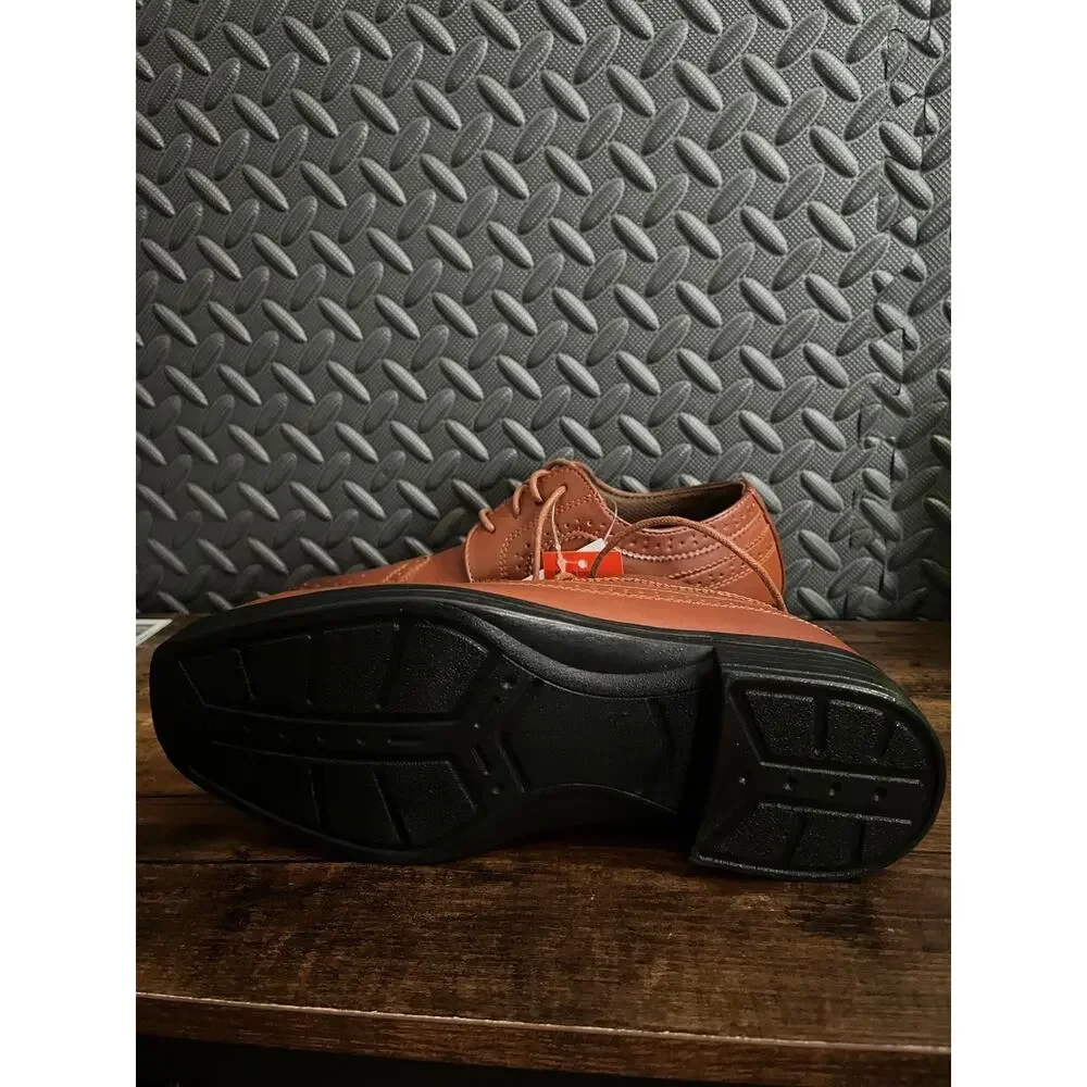 Deer Stags Ace Wingtip Brogue Oxford Brown Boy Kids Dress Shoes Size 5W New